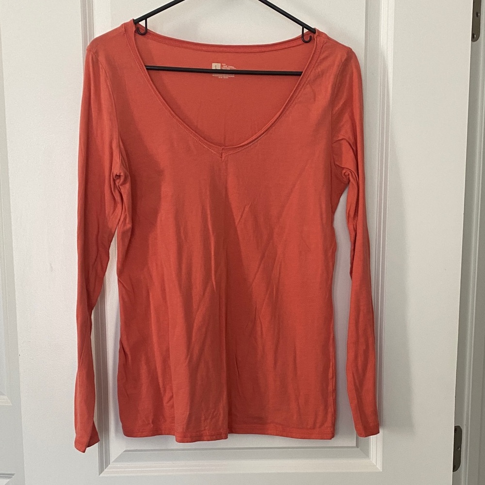 Target Women's Bright Coral Long Sleeve Tee